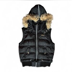 South Pole Black Vest with Tan Faux Fur